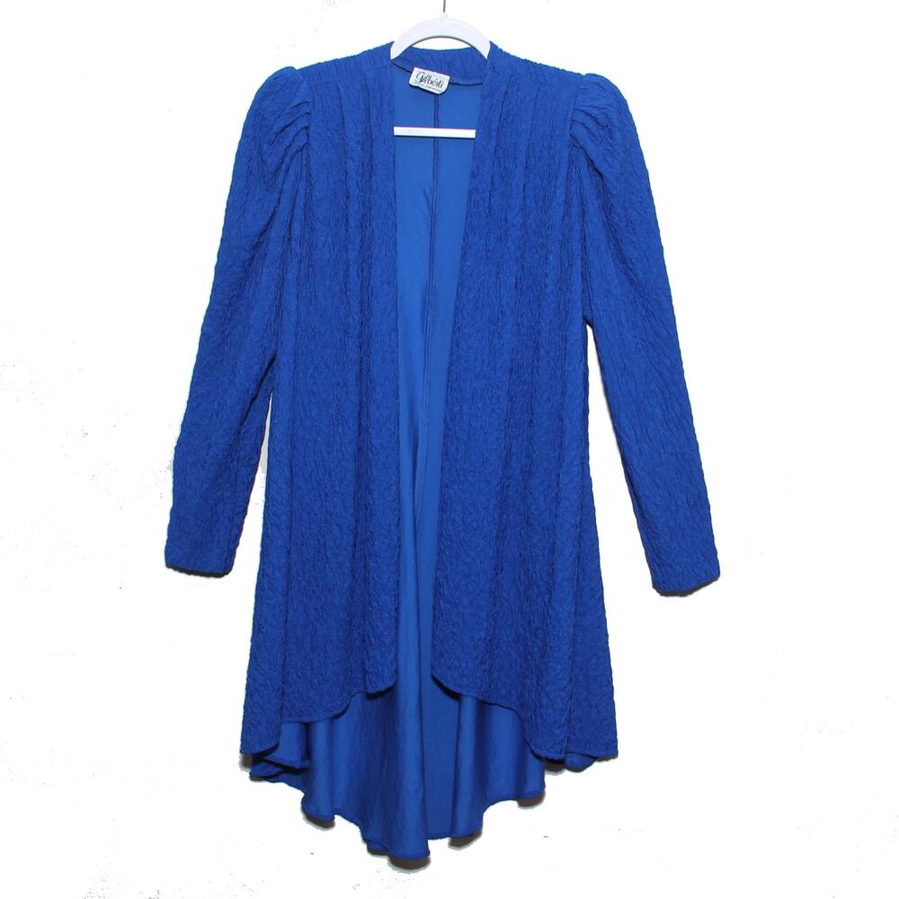 Vintage Gilberti Crinkle Fabric Blue High Low Duster Cardigan No size tag